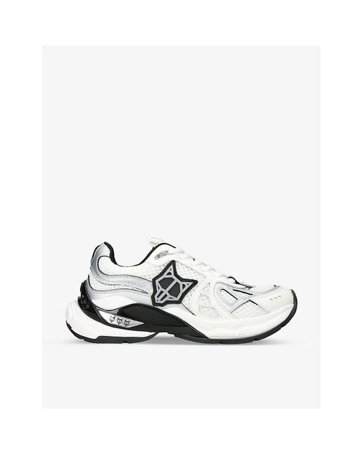 Naked Wolfe White Smash Logo-embossed Leather And Mesh Low-top Trainers