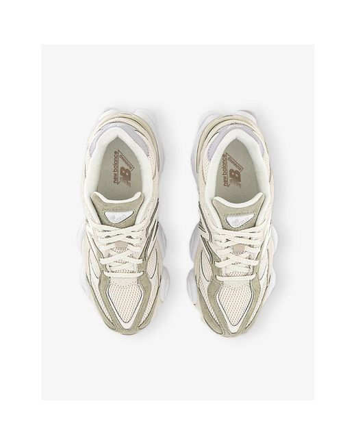 New Balance White 9060 Suede And Mesh Trainers