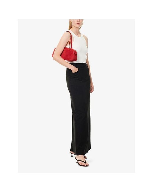 Frankie Shop Black Malvo Long Woven Pencil Skirt