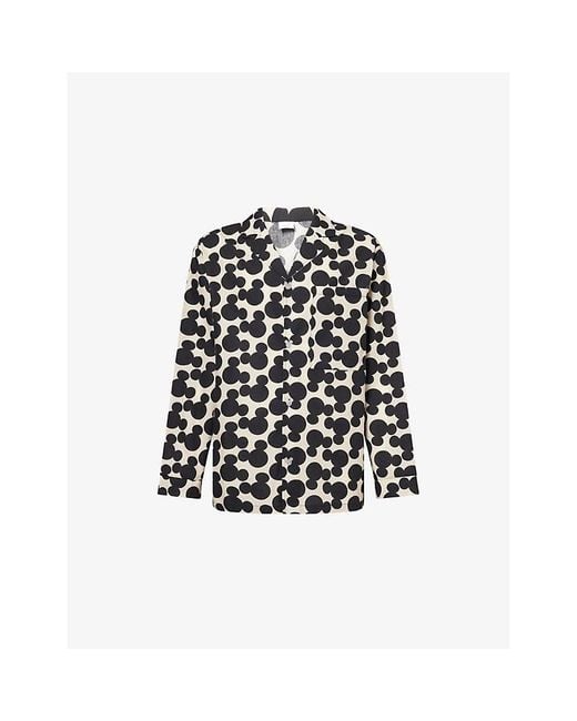 Harry Lambert X Disney Black Harry Lambert For Zara X Disney Mickey Mouse Graphic-Print Cotton Pyjama Shirt for men