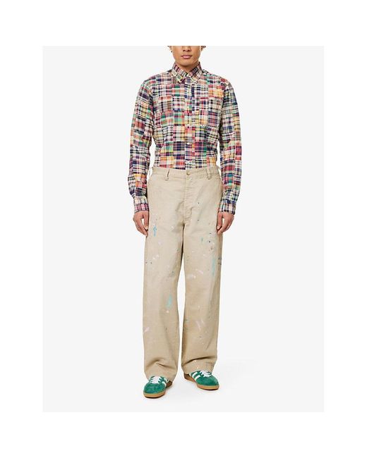 Polo Ralph Lauren Natural Paint-splattered Mid-rise Wide-leg Cotton-twill Trousers for men