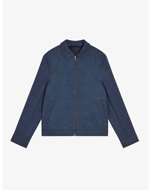 Ted Baker Blue Southj Regular-fit Cotton-blend Harrington Jacket for men