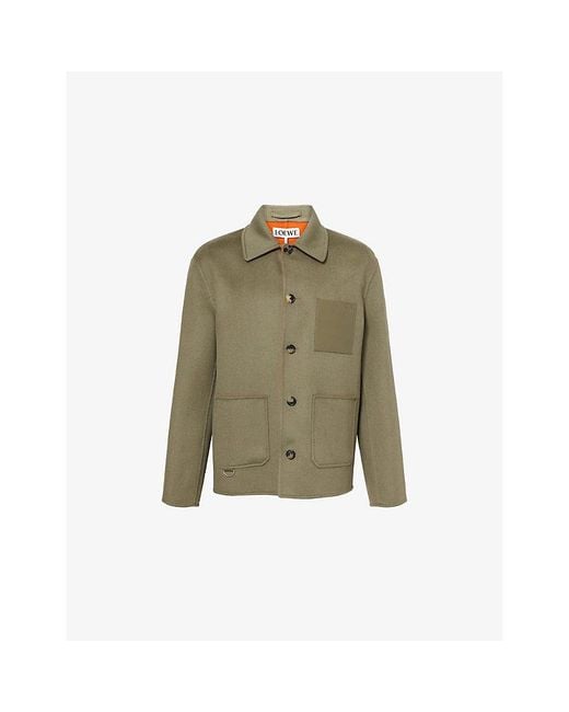 Loewe Green Workwear Patch-Pocket Cashmere Jacket for men