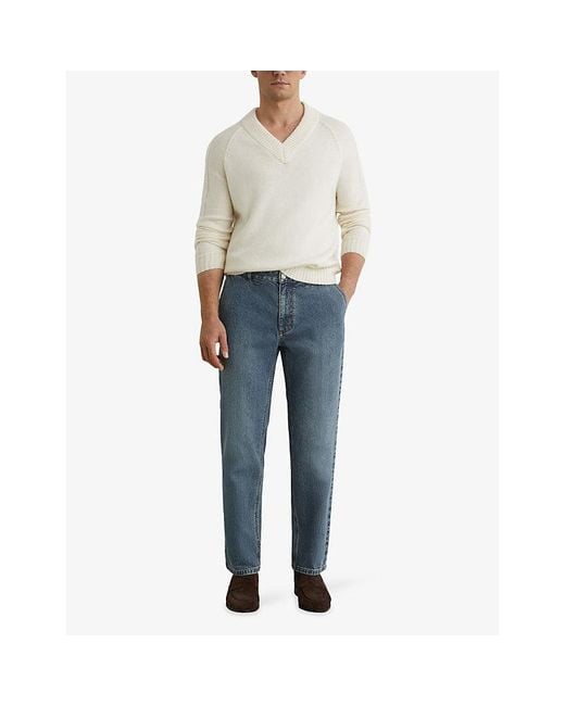 Reiss Blue Manhattan Straight-Leg Stretch-Denim Jeans for men