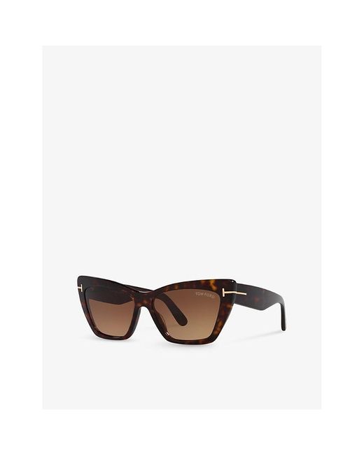 Tom Ford Brown Tr001312 Ft0871 Cat-eye Tortoiseshell Acetate Sunglasses