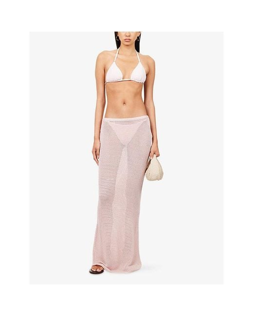 Cheap Monday Pink Fontelina Mid-Waist Open-Knit Maxi Skirt