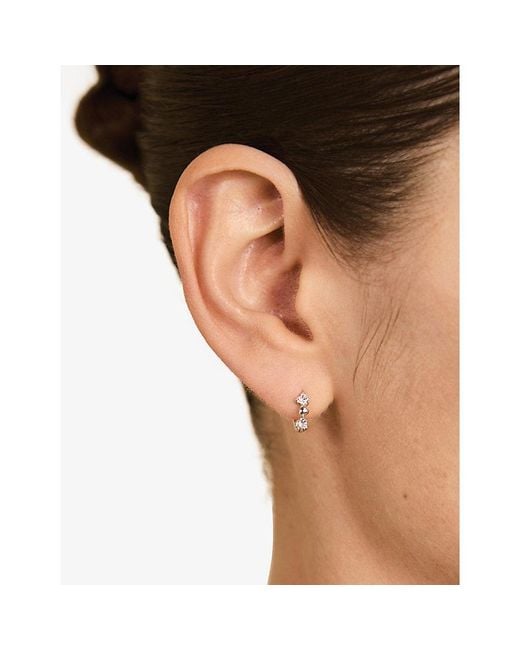 Astrid & Miyu Metallic Heart Cluster Sterling- And Cubic Zirconia Single Hoop Earring