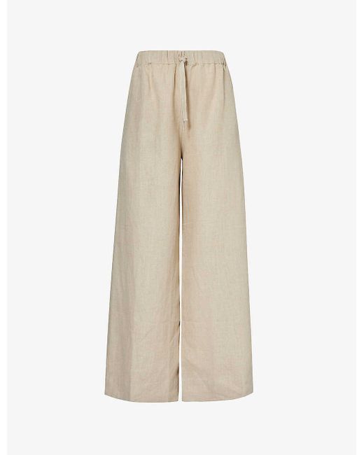 Faithfull The Brand Natural Conigli Drawstring-waist High-rise Wide-leg Linen Trousers