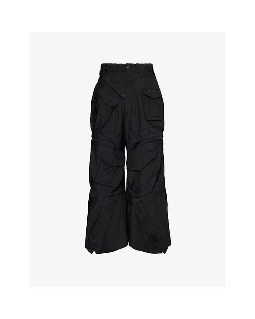 Junya Watanabe Black Patch-pocket Relaxed-fit Woven Trousers for men