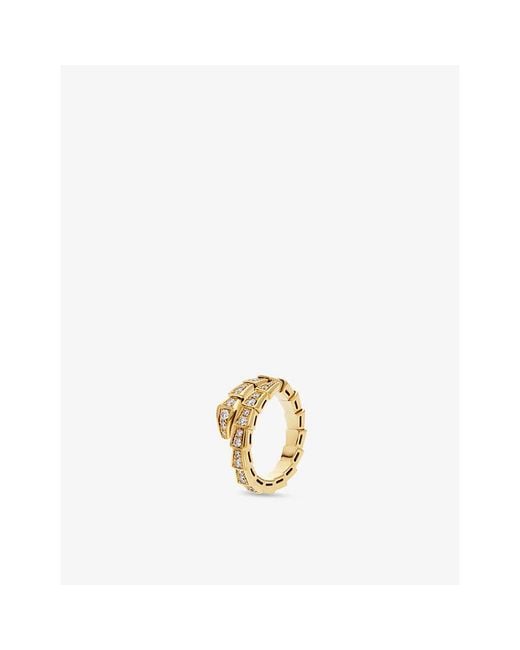 BVLGARI Metallic Serpenti Viper 18Ct- Mother-Of-Pearl, 0.82Ct Round Brilliant-Cut Diamond Ring