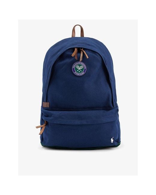 Polo Ralph Lauren Blue X Wimbledon Brand-embroidered Cotton-twill Backpack for men