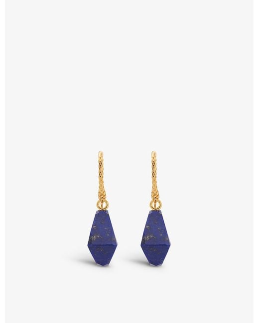 Monica Vinader Blue Doina Recycled 18ct Gold-plated Vermeil Sterling Silver And Lapis Lazuli Earrings