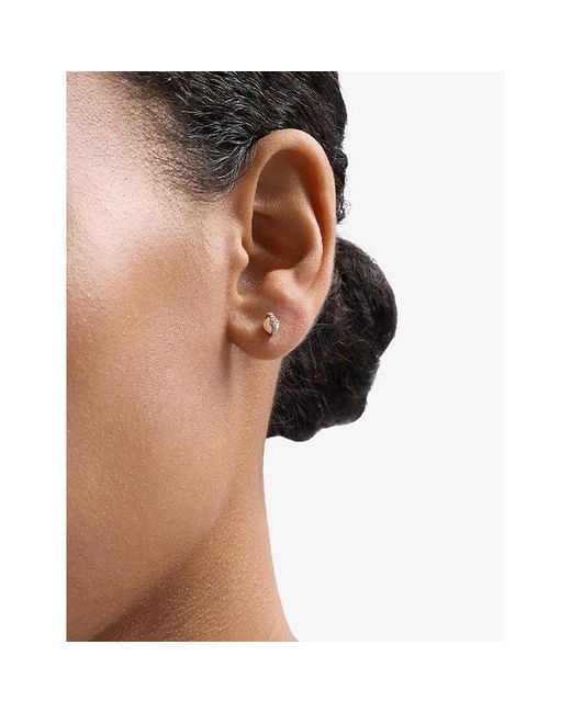 Astley Clarke Metallic Luna Mini 14Ct- 0.06Ct Lab-Grown Diamond And Freshwater Pearl Stud Earrings