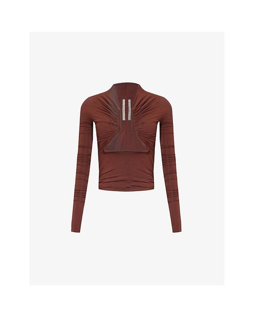 Rick Owens Red Hen Prong Cut-out Stretch-woven Top