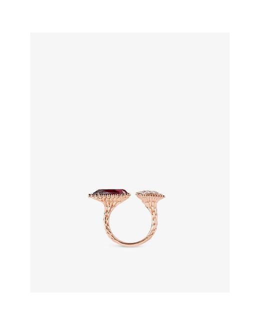 Boucheron Multicolor Serpent Bohème 18Ct- 0.46Ct Brilliant-Cut Diamond And 5.4Ct Rhodolite Ring