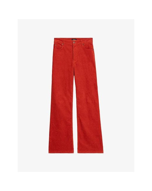Zadig & Voltaire Red Evy Straight-Leg Corduroy-Denim Jeans