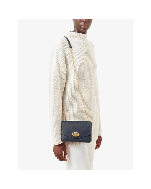 Mulberry Blue Darley Small Grained-Leather Clutch Bag