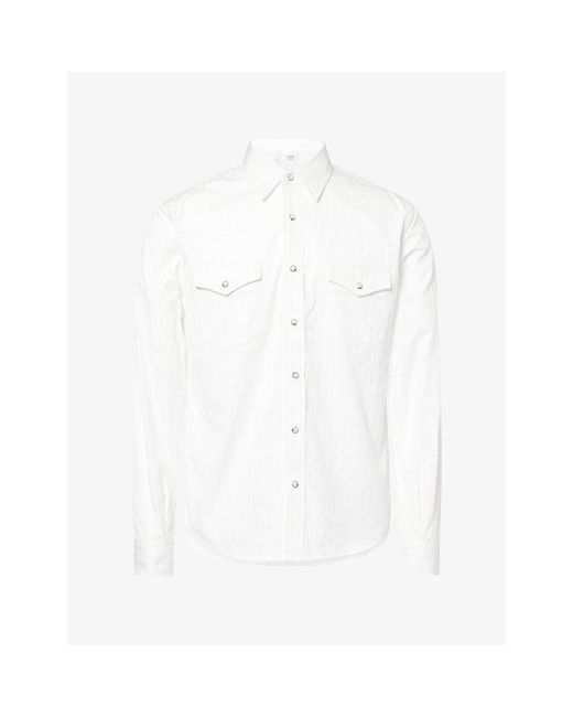 Austin Post White Daybreak Dobby Striped Cotton Shirt for men