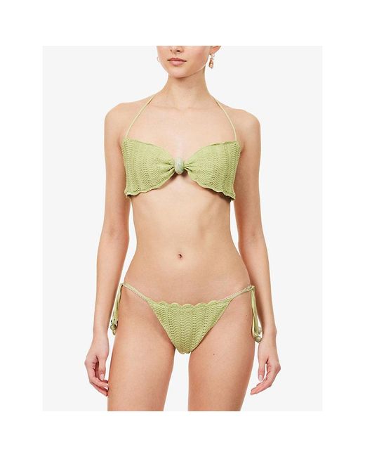 Devon Windsor Green Kyla Open-Knit Bikini Top