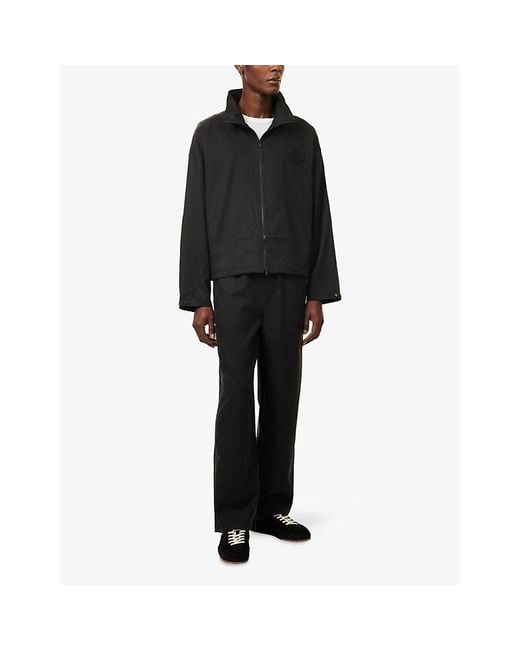 The Couture Club Black Funnel-Neck Zip-Through Woven Jacket for men