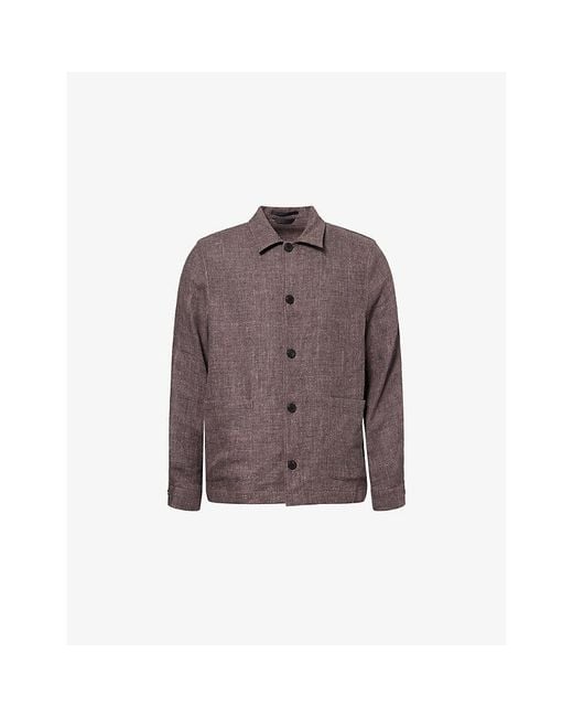 Sunspel Brown Regular-Fit Spread-Collar Cotton And Linen Jacket for men