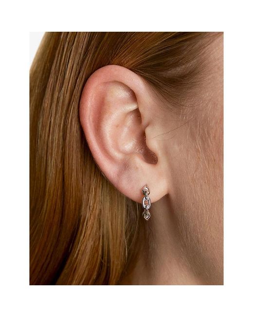 Astrid & Miyu White Link Hardware-Plated Sterling- Hoop Earrings