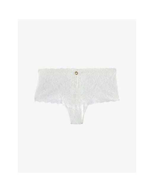 Aubade White Rosessence Mid-Rise Stretch-Lace Briefs