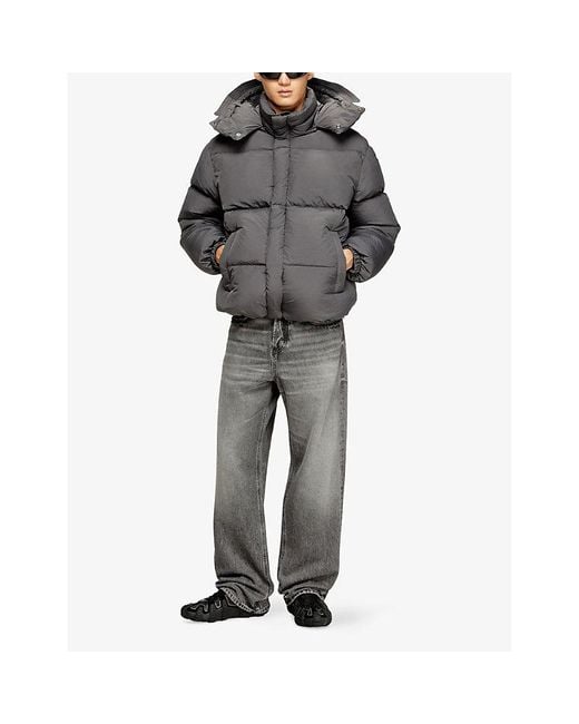 DIESEL Gray Down Jackets for men