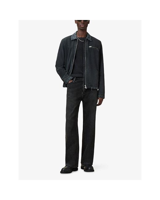 AllSaints Black Aspen Logo-Embroidered Cotton And Wool-Blend Jumper for men