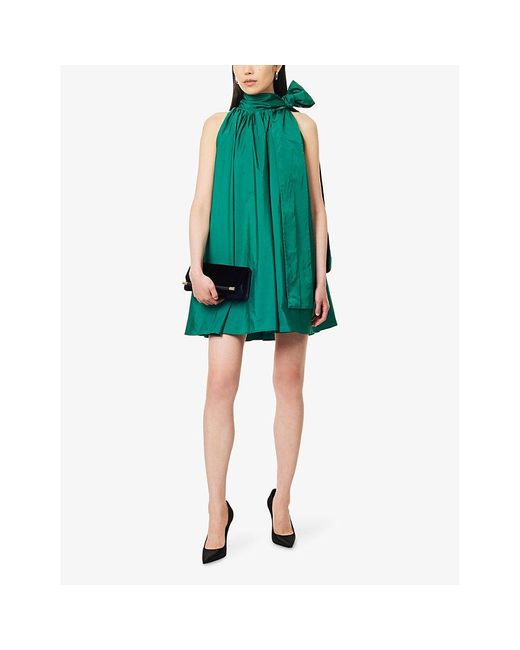 Max Mara Green Beber Sleeveless Woven Mini Dress