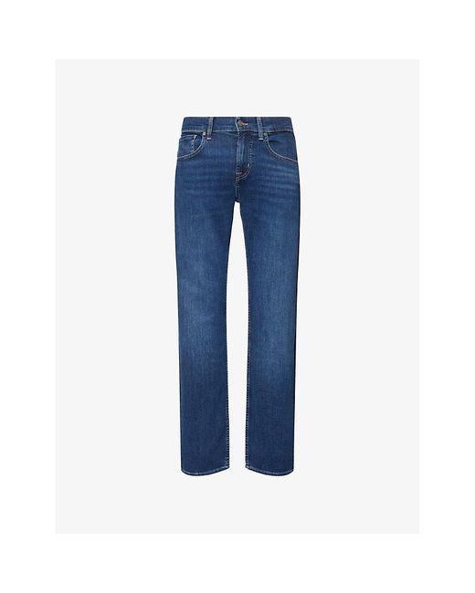 7 For All Mankind Blue The Straight Luxe-Performance Denim Jeans for men