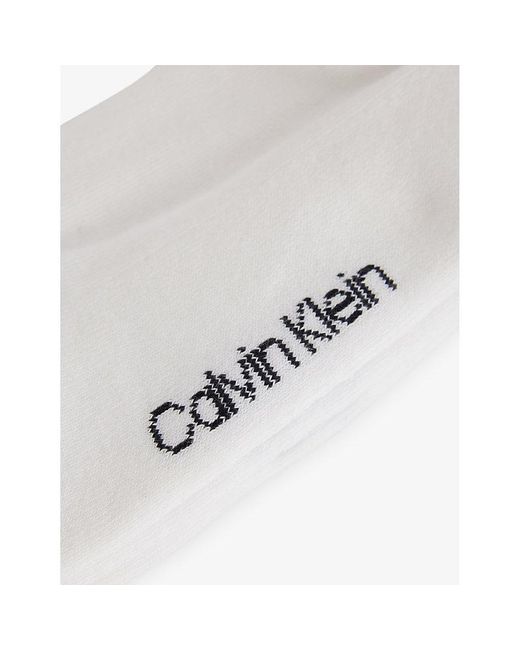 Calvin Klein White Monogram Stretch-Cotton Trainer Socks Pack Of Two for men