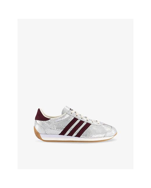 Adidas White Country Og Metallic Leather Low-Top Trainers