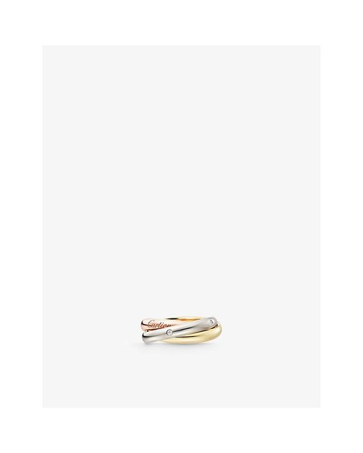 Cartier White Trinity Medium 18Ct- - Rose- And 0.06Ct Round-Brilliant Diamond Ring