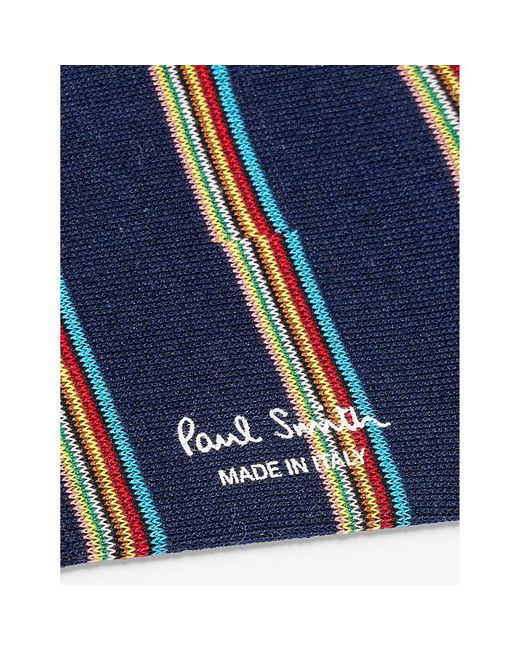 Paul Smith Blue Striped Organic Cotton-blend Socks for men