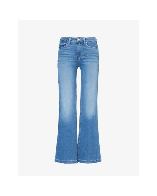 PAIGE Blue Genevieve Faded-wash Flared-leg High-rise Denim-blend Jeans