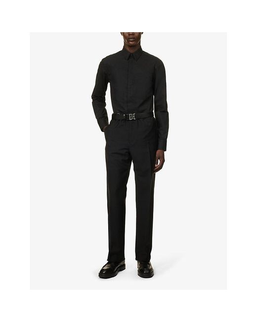 Givenchy Black 4g Logo-embroidered Slim-fit Cotton-poplin Shirt for men