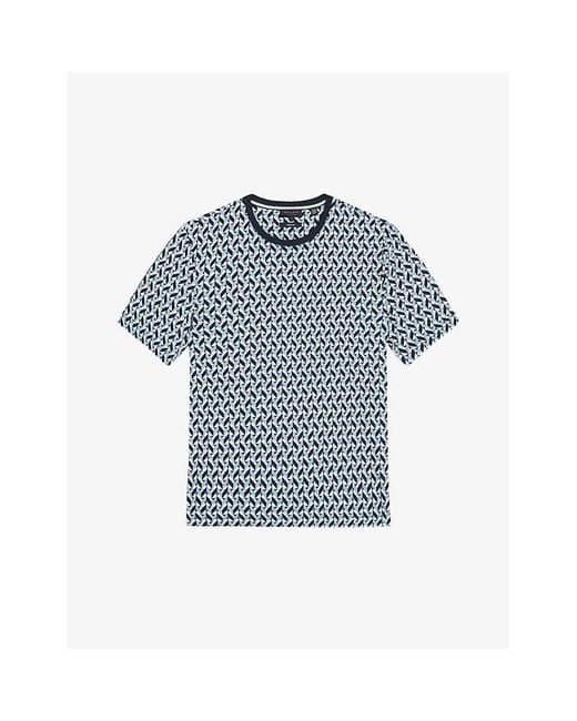 Ted Baker Blue Chetel Geometric-print Cotton T-shirt for men