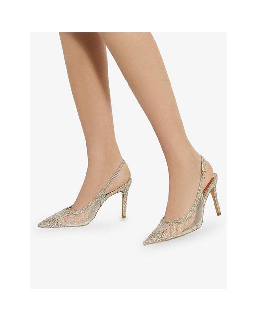 Dune White Compassionate Rhinestone-Embellished Mesh Courts