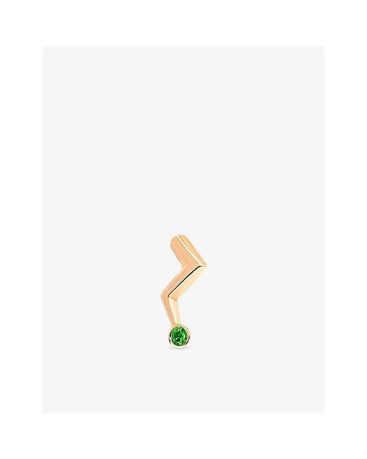 La Maison Du Couturier White Selda Lightning Small 14Ct Rose- And Emerald Single Stud Earring