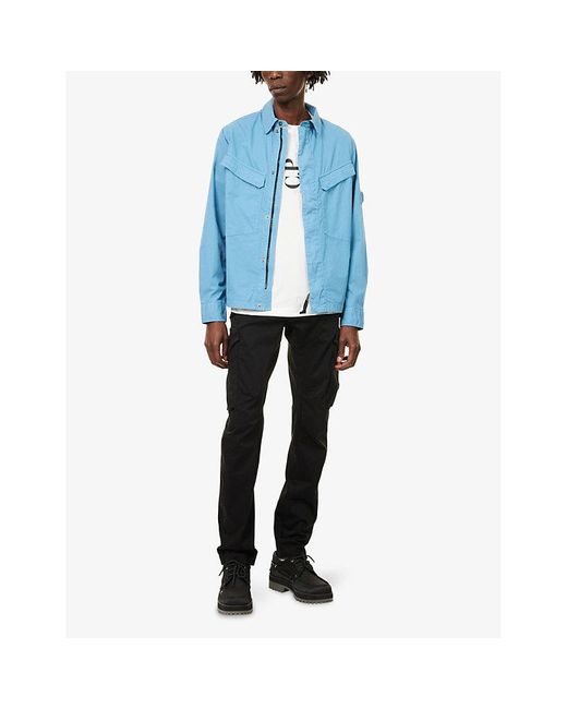 C P Company Blue F-Zip Regular-Fit Cotton Overshirt for men