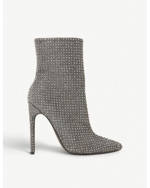 Steve Madden Gray Wifey Rhinestone-embellished Ankle Boots