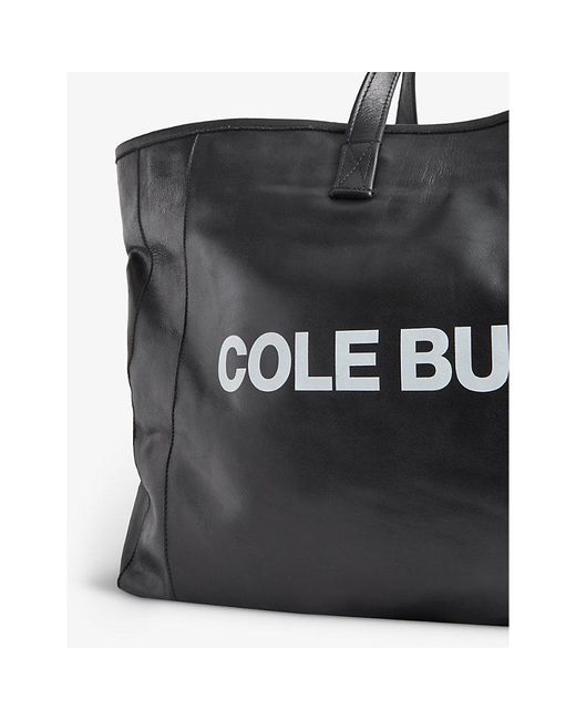 Cole Buxton Black Brand-print Leather Tote Bag for men