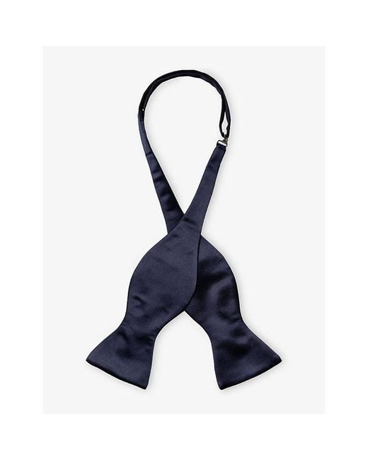 Eton of Sweden Blue Self-Tied Silk Bow Tie for men