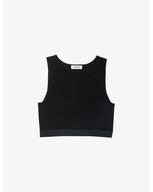 Sandro Synthetic Hailey Cropped Knitted Top | Lyst UK