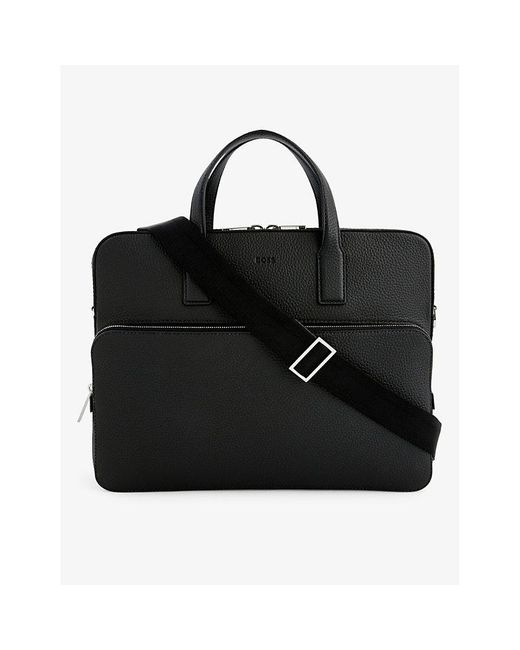 Boss Black Crosstown Leather Briefcase for men