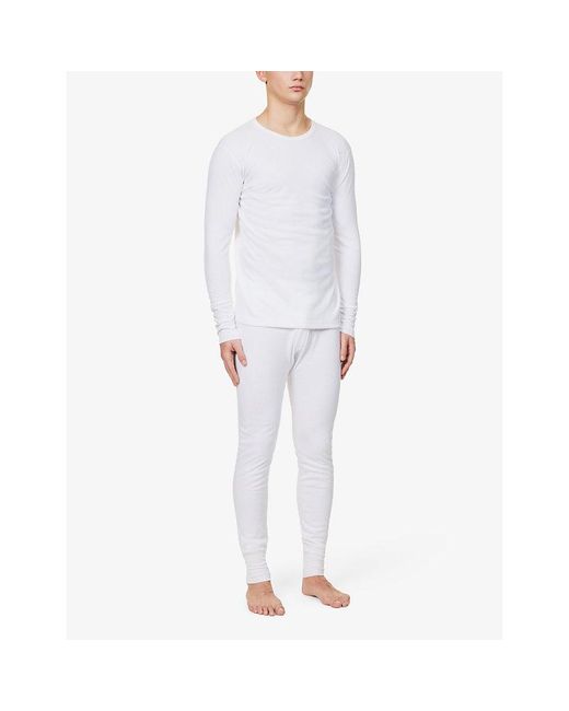 Sunspel Thermal Ribbed Jersey Long Johns in White for Men | Lyst