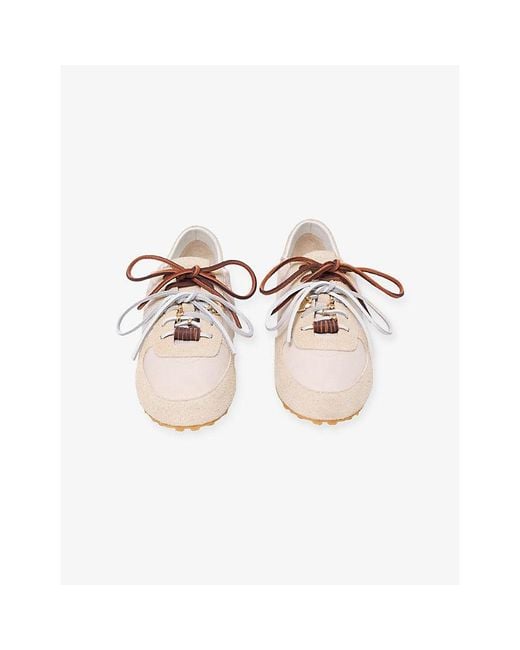 Maje Pink Multi-Lace Leather And Woven Trainers
