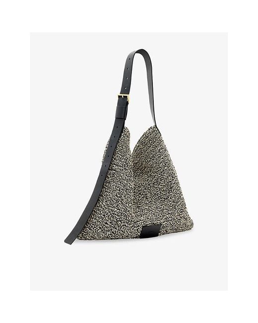 AllSaints Black Asha Raffia Shoulder Bag