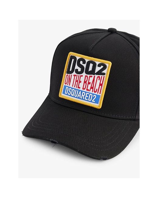 DSquared² Black On The Beach Brand-embroidered Cotton-twill Cap for men